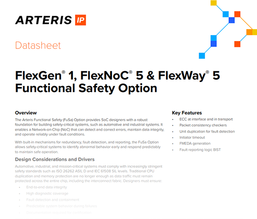 FlexGen® 1, FlexNoC® 5 & FlexWay® 5 Functional Safety Option