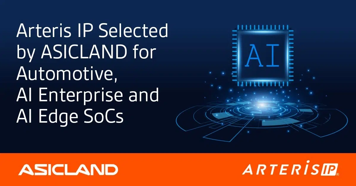 Arteris IP Selected By ASICLAND for Automotive, AI Enterprise and AI Edge SoCs