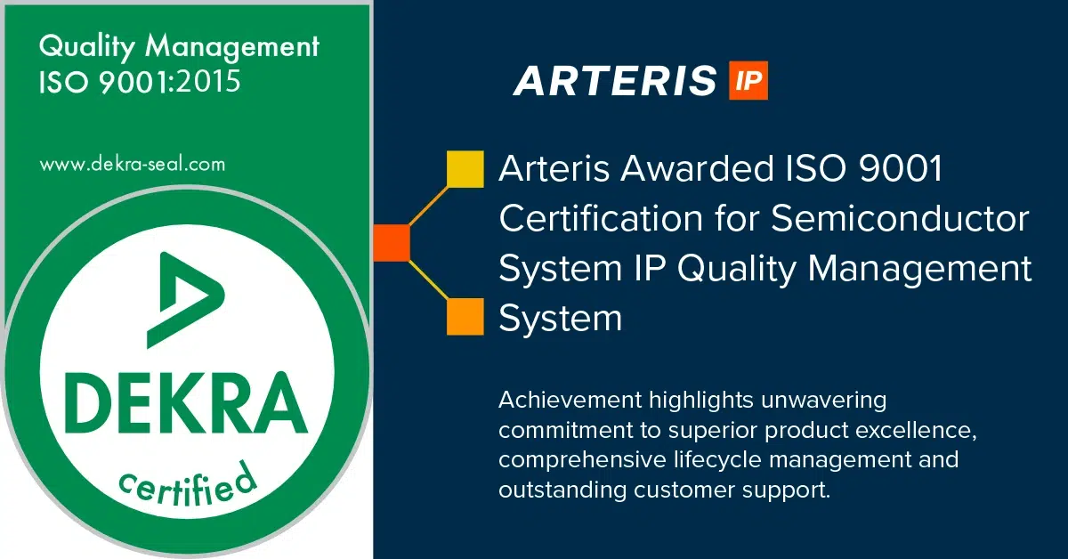 Arteris Awarded ISO 9001 Certification for Semiconductor System IP Quality Management System