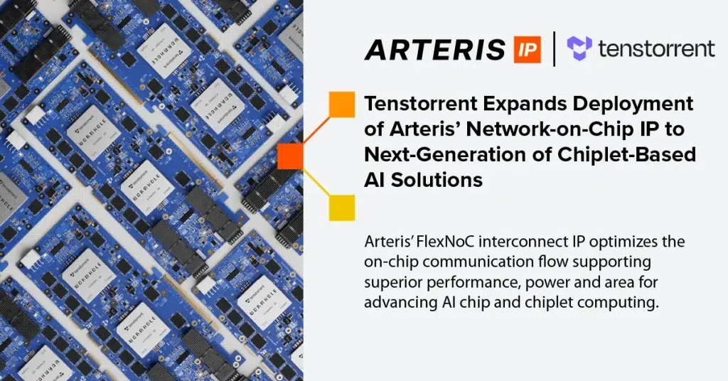 Tenstorrent Expands Deployment of Arteris’ Network-on-Chip IP to Next-Generation of Chiplet-Based AI Solutions